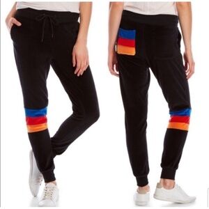 🆕 C&C California Velour jogger with Colorblock Stripes Size Medium